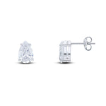 9ct White Gold Pear Shaped Cubic Zirconia CZ Claw Stud Earrings — 9x6mm