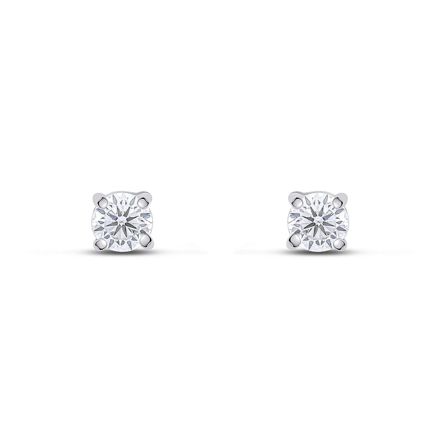 9ct White Gold Round Cubic Zirconia Claw Stud Earrings — 4mm