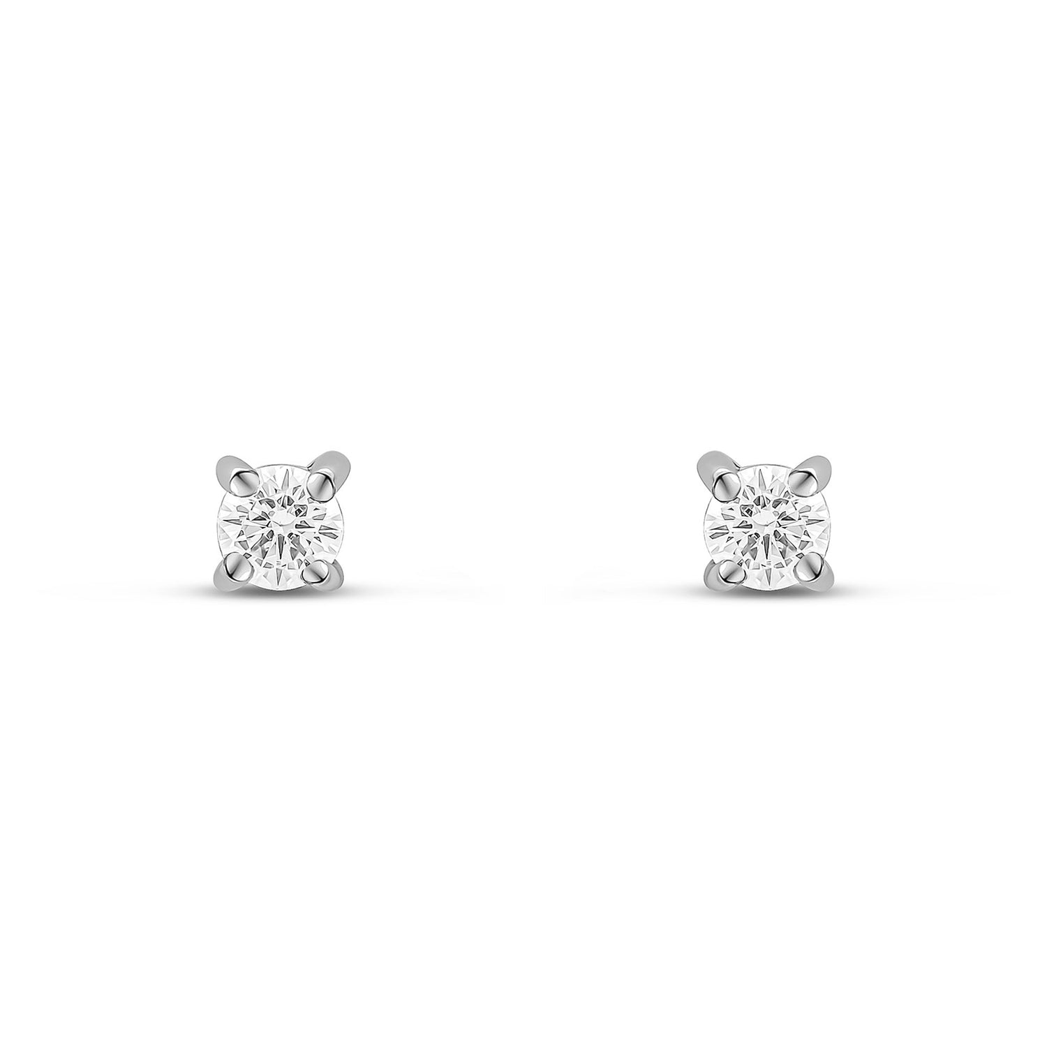 9ct White Gold Round Cubic Zirconia Claw Stud Earrings — 3mm