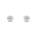 9ct White Gold Round Cubic Zirconia CZ Rubover Stud Earrings — 4mm