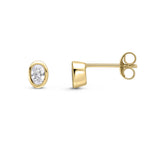 9ct Yellow Gold Oval Cubic Zirconia CZ Rubover Stud Earrings — 4x3mm