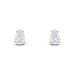 9ct Yellow Gold Pear Shaped Cubic Zirconia CZ Claw Stud Earrings — 9x6mm