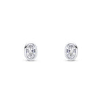9ct White Gold Oval Cubic Zirconia Rubover Stud Earrings — 5x3mm