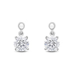 9ct White Gold Round Cubic Zirconia CZ Claw Drop Earrings with Bead Top — 6mm