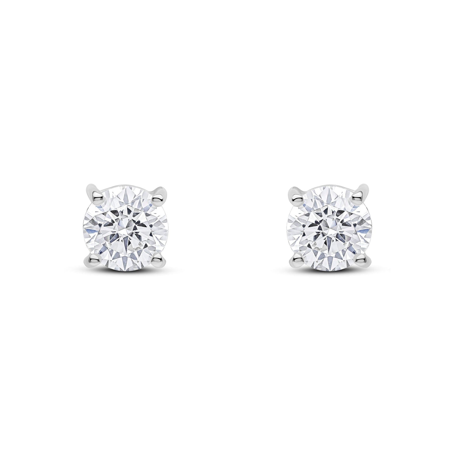 9ct White Gold Round Cubic Zirconia Claw Stud Earrings — 6mm