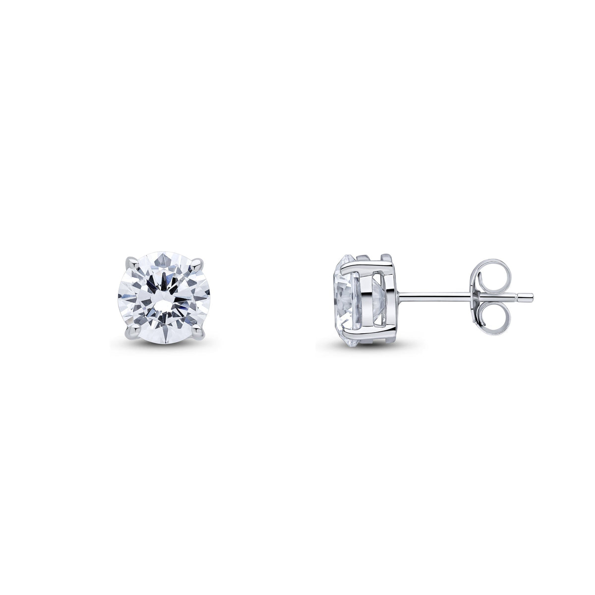 9ct White Gold Round Cubic Zirconia CZ Claw Stud Earrings — 7mm