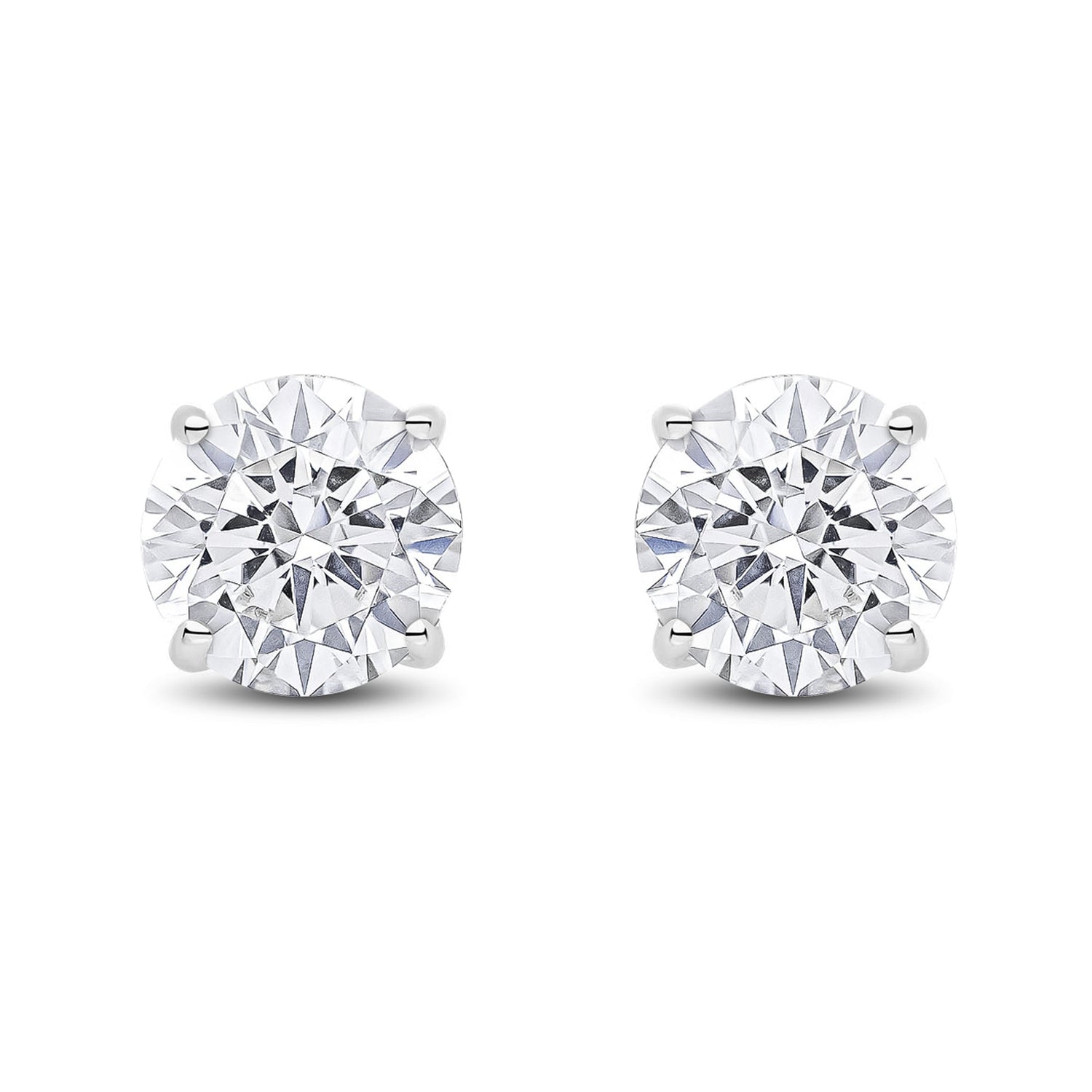 9ct White Gold Round Cubic Zirconia Claw Stud Earrings — 7mm