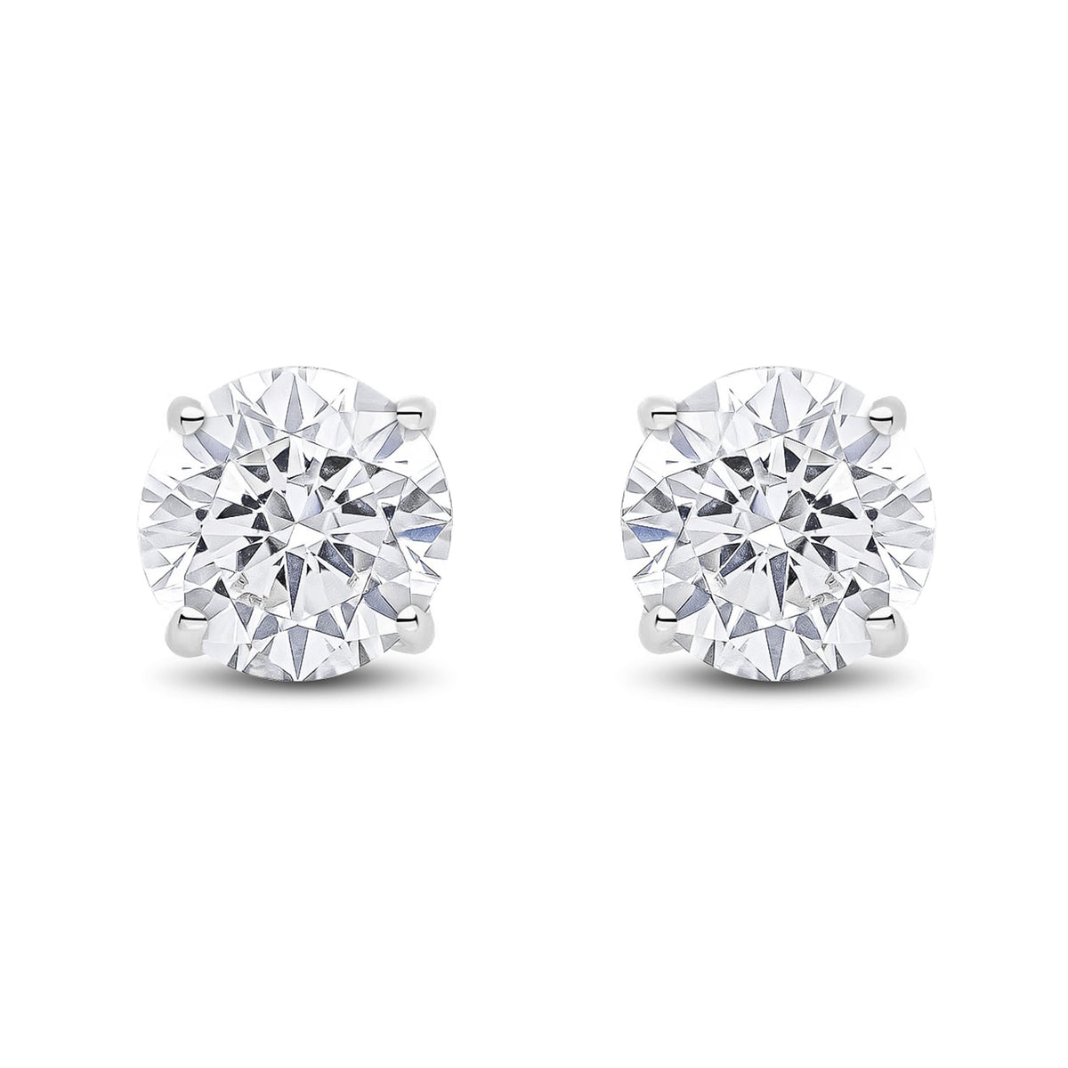 9ct White Gold Round Cubic Zirconia CZ Claw Stud Earrings — 7mm