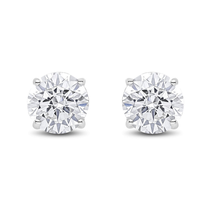 9ct White Gold Round Cubic Zirconia CZ Claw Stud Earrings — 7mm