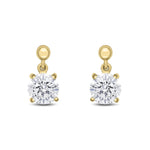 9ct Yellow Gold Round Cubic Zirconia CZ Claw Drop Earrings with Bead Top — 6mm