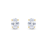 9ct Yellow Gold Oval Cubic Zirconia CZ Claw Stud Earrings — 8x6mm