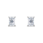 9ct White Gold Octagon Emerald Cut Cubic Zirconia CZ Claw Stud Earrings — 6x4mm