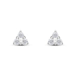 9ct White Gold Round Cubic Zirconia CZ Trefoil Claw Stud Earrings