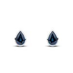 9ct White Gold Pear Shaped Natural Sapphire Rubover Stud Earrings — 7x5mm