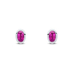 9ct White Gold Oval Natural Ruby Rubover Stud Earrings — 5x3mm