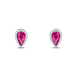 9ct White Gold Pear Shaped Natural Ruby Rubover Stud Earrings — 5x3mm