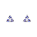 9ct White Gold Round Natural Tanzanite Trefoil Claw Stud Earrings
