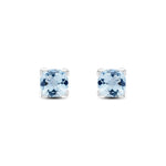9ct White Gold Cushion Natural Aquamarine Claw Stud Earrings — 6mm