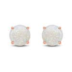9ct Rose Gold Round Natural Opal Claw Stud Earrings — 7mm