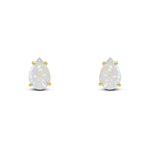 9ct Yellow Gold Pear Shaped Natural Opal Claw Stud Earrings — 9x6mm