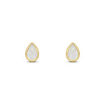 9ct Yellow Gold Pear Shaped Natural Opal Rubover Stud Earrings — 6x4mm