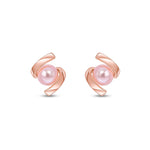 9ct Rose Gold Pink Freshwater Pearl Twist Stud Earrings