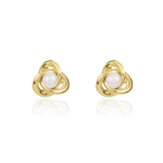 9ct Yellow Gold Knot Stud Earrings with Freshwater Cultured Pearl Centre — 4mm