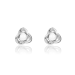 9ct White Gold Knot Stud Earrings with Freshwater Cultured Pearl Centre — 4mm