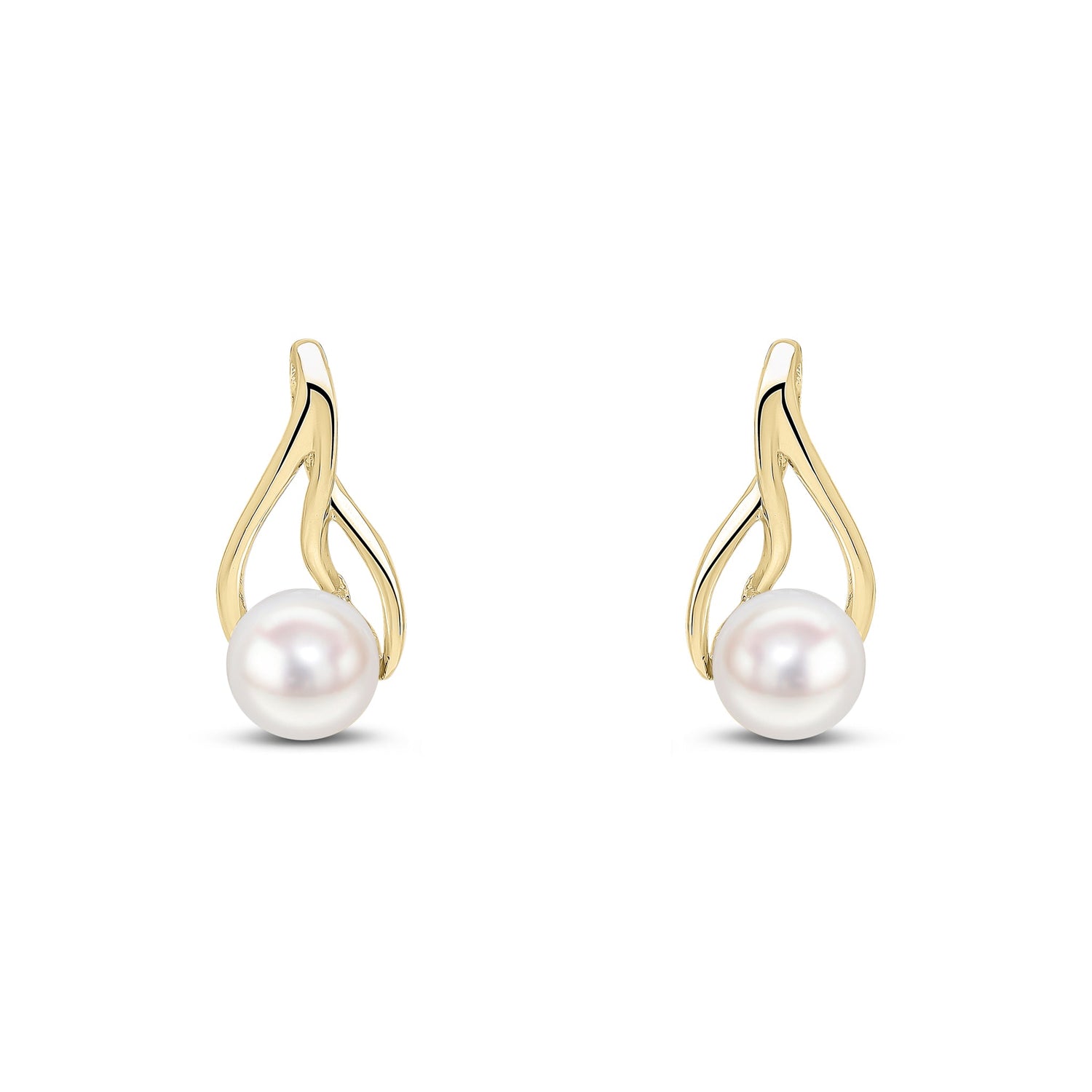 9ct Yellow Gold Natural Freshwater Cultured Pearl Teardrop Earrings — 5mm