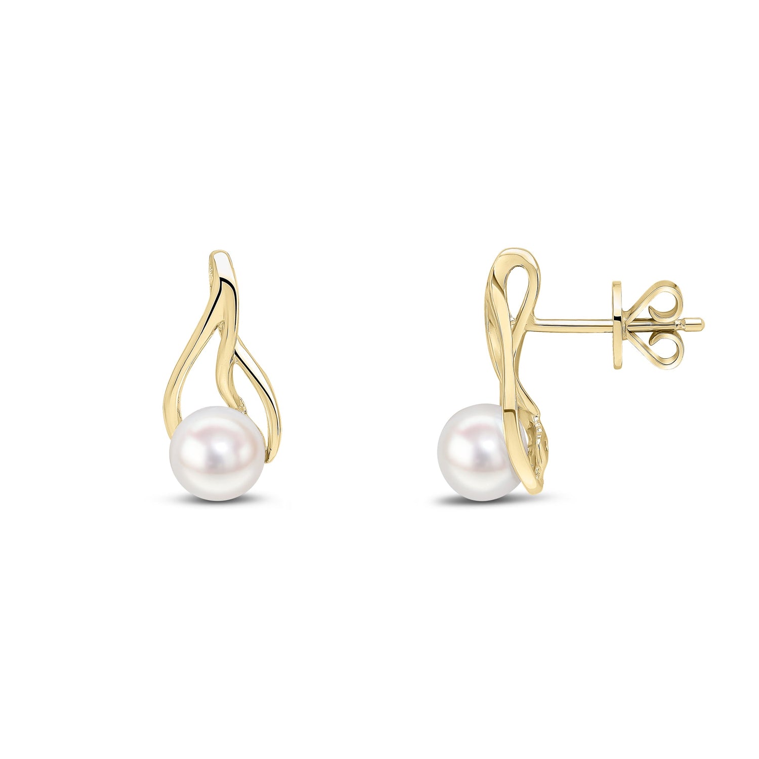 9ct Yellow Gold Natural Freshwater Cultured Pearl Teardrop Earrings — 5mm