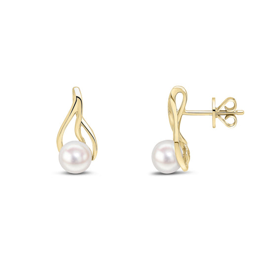 9ct Yellow Gold Natural Freshwater Cultured Pearl Teardrop Earrings — 5mm