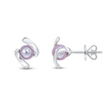 9ct White Gold Grey Freshwater Pearl Twist Stud Earrings