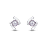 9ct White Gold Grey Freshwater Pearl Twist Stud Earrings