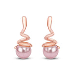 9ct Rose Gold Pink Freshwater Cultured Pearl Spiral Drop Earrings