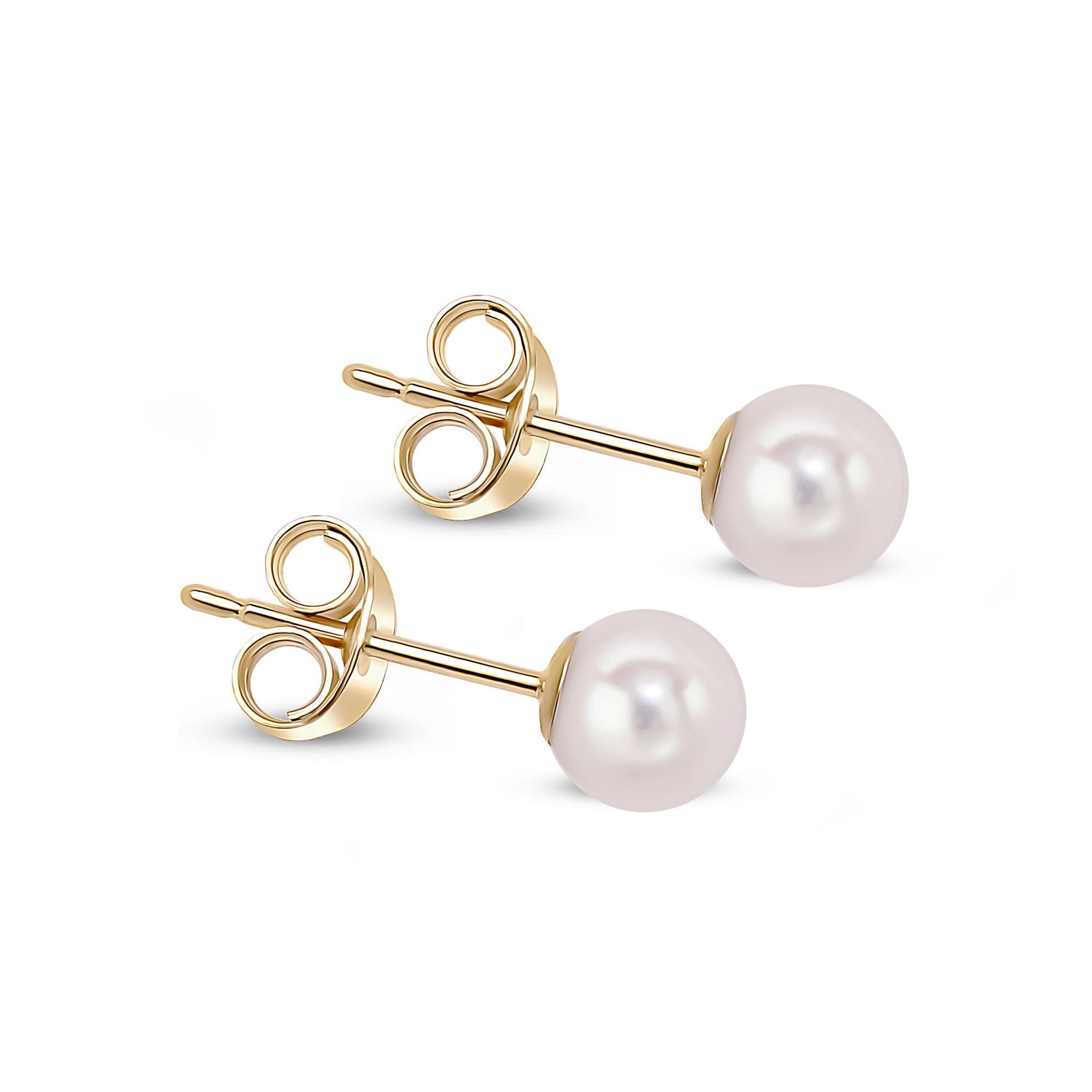 9ct Yellow Gold Natural Akoya Pearl Stud Earrings 5mm