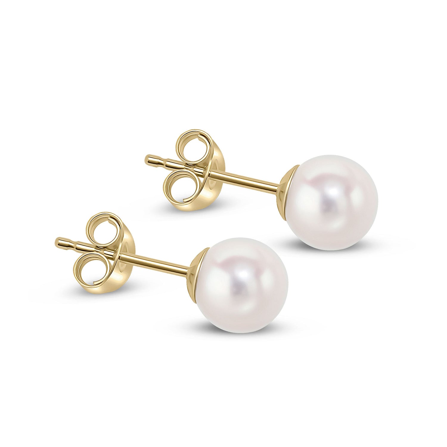 9ct Yellow Gold Natural Akoya Pearl Stud Earrings 6mm