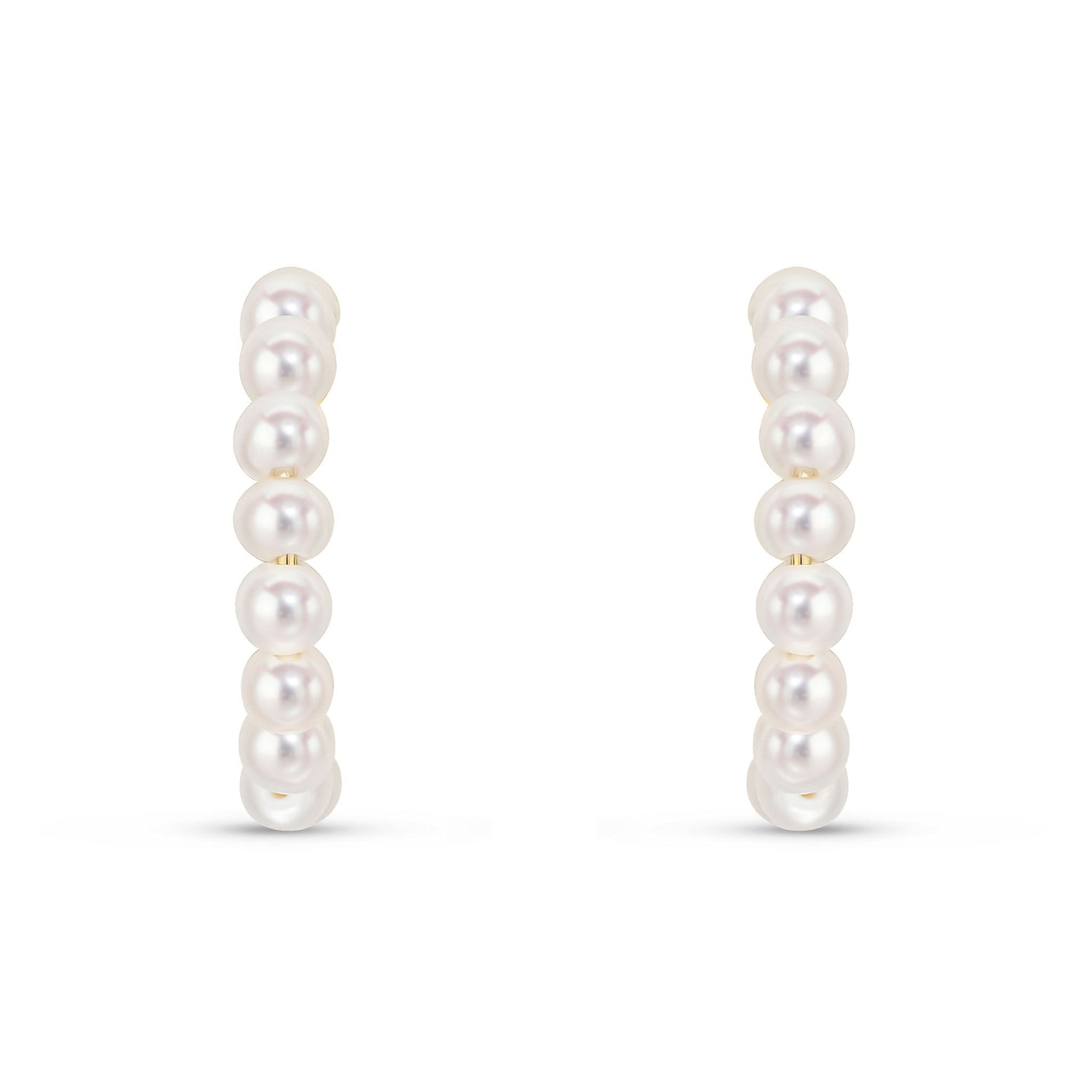 9ct Yellow Gold Natural Freshwater Cultured Pearl Half Hoop Earrings 18mm