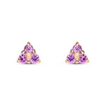 9ct Rose Gold Round Natural Pink Sapphire Trefoil Claw Stud Earrings