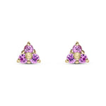 9ct Yellow Gold Round Natural Pink Sapphire Trefoil Claw Stud Earrings