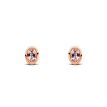 9ct Rose Gold Oval Natural Morganite Rubover Stud Earrings — 5x3mm