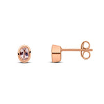 9ct Rose Gold Oval Natural Morganite Rubover Stud Earrings — 5x3mm