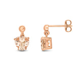 9ct Rose Gold Heart Shaped Natural Morganite Claw Drop Earrings with Bead Top — 6mm