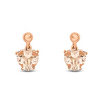 9ct Rose Gold Heart Shaped Natural Morganite Claw Drop Earrings with Bead Top — 6mm