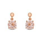 9ct Rose Gold Round Natural Morganite Claw Drop Earrings with Bead Top — 6mm
