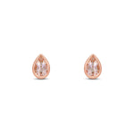 9ct Rose Gold Pear Shaped Natural Morganite Rubover Stud Earrings — 6x4mm