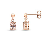 9ct Rose Gold Oval Natural Morganite Claw Drop Earrings with Bead Top — 6x4mm
