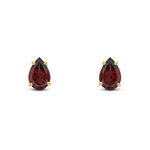 9ct Yellow Gold Pear Shaped Natural Garnet Claw Stud Earrings — 9x6mm