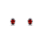 9ct White Gold Oval Natural Garnet Rubover Stud Earrings — 5x3mm