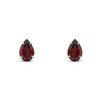 9ct White Gold Pear Shaped Natural Garnet Claw Stud Earrings — 9x6mm