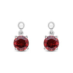 9ct White Gold Round Natural Garnet Claw Drop Earrings with Bead Top — 6mm
